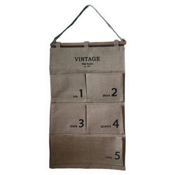Vintage Burlap Wall Pocket - Picture 1 of 3